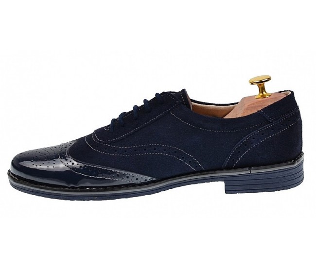 OFERTA MARIMEA 39, 42, 43 - Pantofi barbati eleganti din piele naturala, bleumarin, L870LVBLM