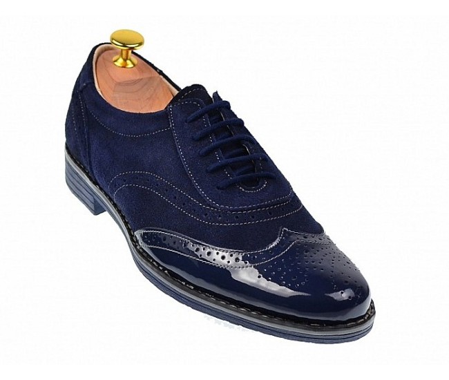 OFERTA MARIMEA 39, 42, 43 - Pantofi barbati eleganti din piele naturala, bleumarin, L870LVBLM