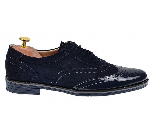 OFERTA MARIMEA 39, 42, 43 - Pantofi barbati eleganti din piele naturala, bleumarin, L870LVBLM
