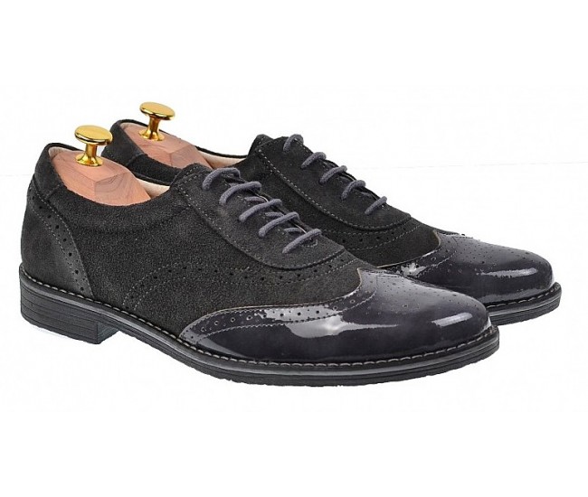 OFERTA MARIMEA  42,  43,  44  - Pantofi barbati eleganti din piele naturala, Gri inchis, L870LVG