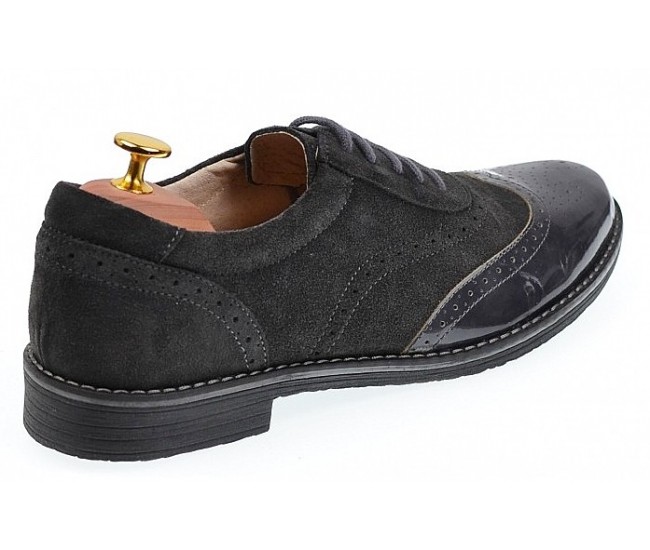 OFERTA MARIMEA  42,  43,  44  - Pantofi barbati eleganti din piele naturala, Gri inchis, L870LVG