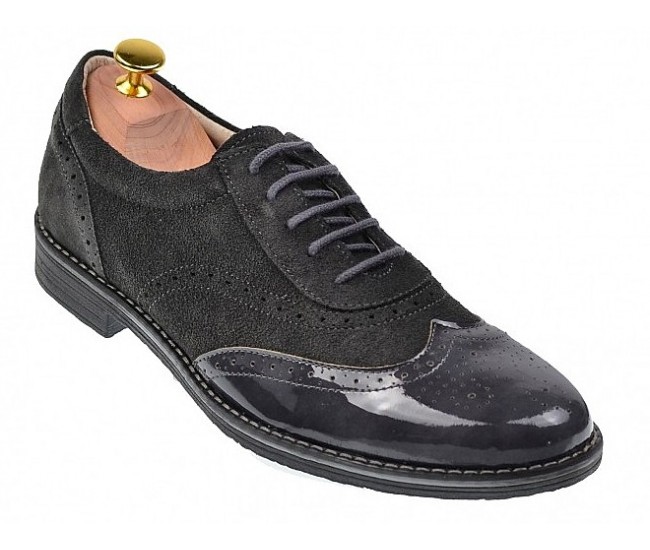 OFERTA MARIMEA  42,  43,  44  - Pantofi barbati eleganti din piele naturala, Gri inchis, L870LVG