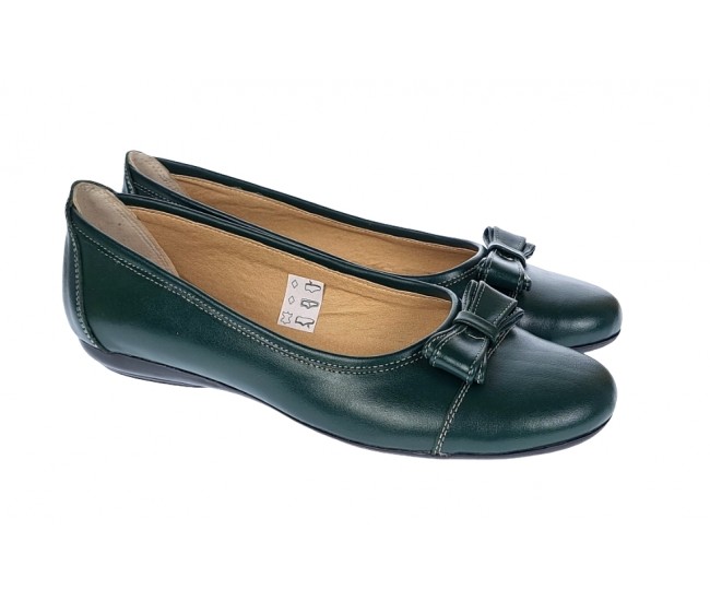 Oferta marimea 39 - Balerini dama casual din piele naturala, Verde - LARENAVERDE