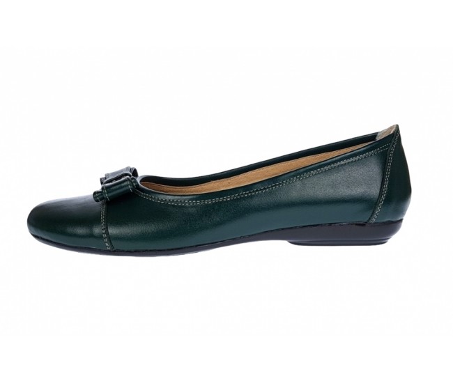 Oferta marimea 39 - Balerini dama casual din piele naturala, Verde - LARENAVERDE