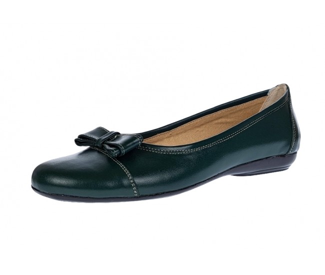 Oferta marimea 39 - Balerini dama casual din piele naturala, Verde - LARENAVERDE