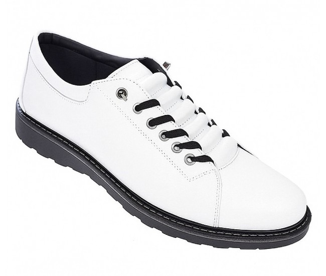 Oferta marimea 41 Pantofi barbati casual sport din piele naturala Marko Alb LASEA