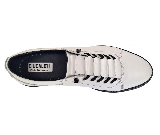 Oferta marimea 41 Pantofi barbati casual sport din piele naturala Marko Alb LASEA