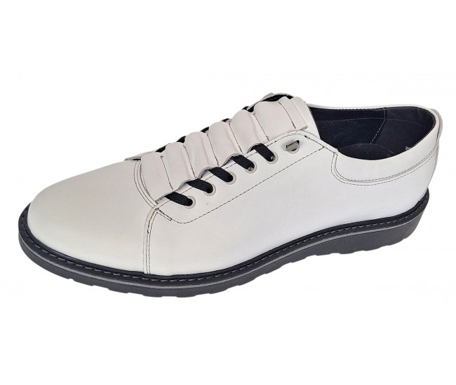 Oferta marimea 41 Pantofi barbati casual sport din piele naturala Marko Alb LASEA