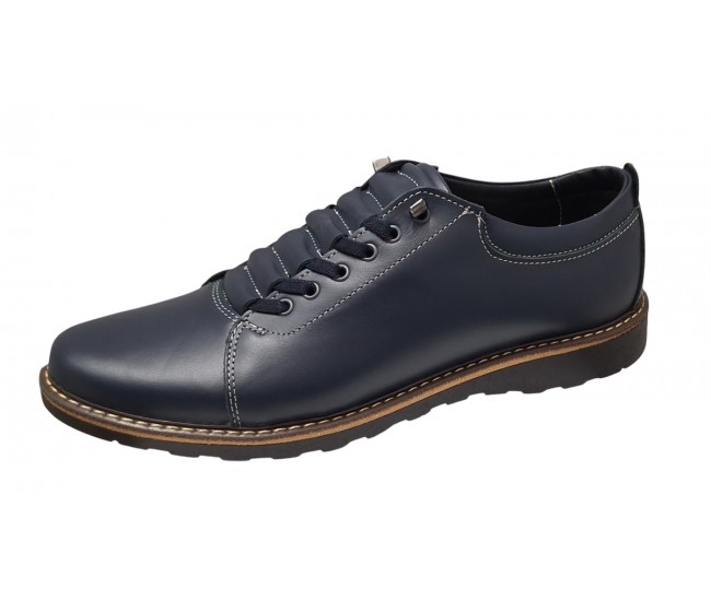 Marimea 40 Pantofi barbati Casual Sport din piele naturala Bleumarin LASEBL