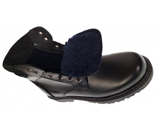 Oferta marimea 44 Bocanci barbati din piele naturala imblaniti, model iarna KLAUS LBOC330NV