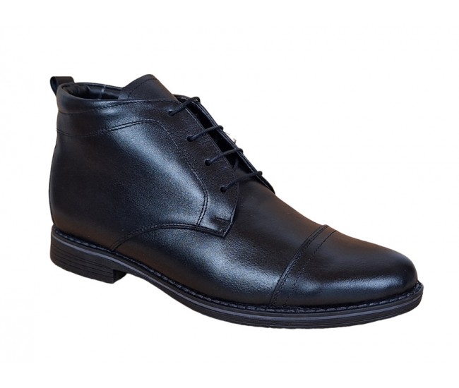 OFERTA MARIMEA 38,  41 -Ghete barbati din piele naturala casual, imblanite, Bond NEGRU - LBOND1NBOX