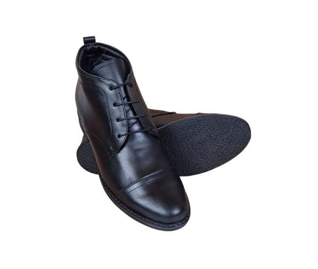 OFERTA MARIMEA 38,  41 -Ghete barbati din piele naturala casual, imblanite, Bond NEGRU - LBOND1NBOX