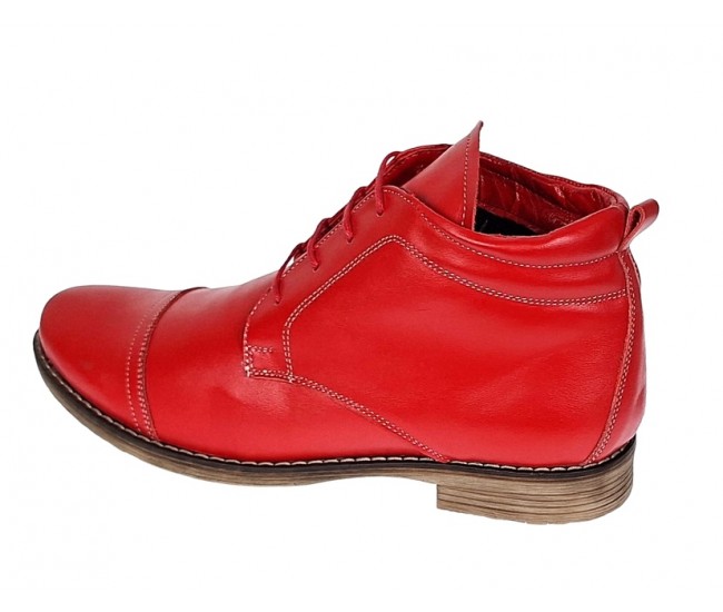 Oferta marimea 41, 43 -  Ghete barbati din piele naturala casual, imblanite, Bond Rosu - LBOND1R