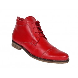 Oferta marimea 41, 43 -  Ghete barbati din piele naturala casual, imblanite, Bond Rosu - LBOND1R