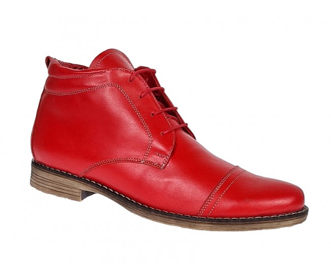 Oferta marimea 41, 43 -  Ghete barbati din piele naturala casual, imblanite, Bond Rosu - LBOND1R