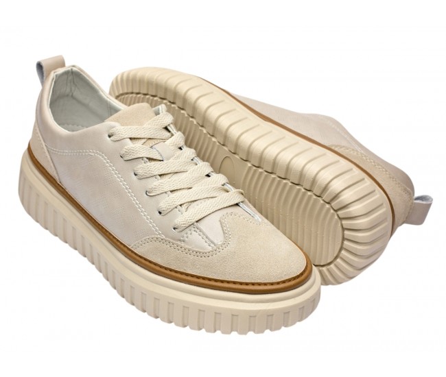 Pantofi dama casual din piele naturala Bej - Medina LGSK3013B