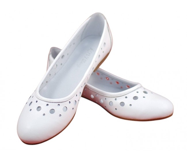 Oferta marimea 38 Balerini dama casual din piele naturala - Model Clara Alb