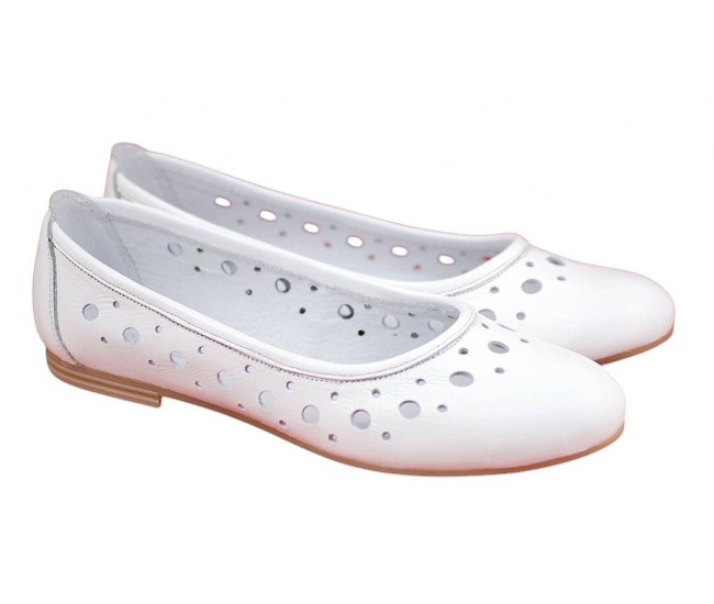 Oferta marimea 38 Balerini dama casual din piele naturala - Model Clara Alb