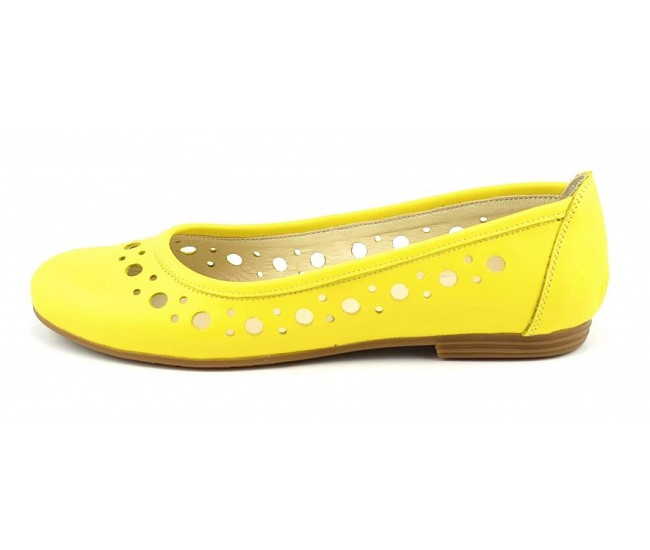 Balerini dama casual din piele naturala Eveline Galben - Marimea 40