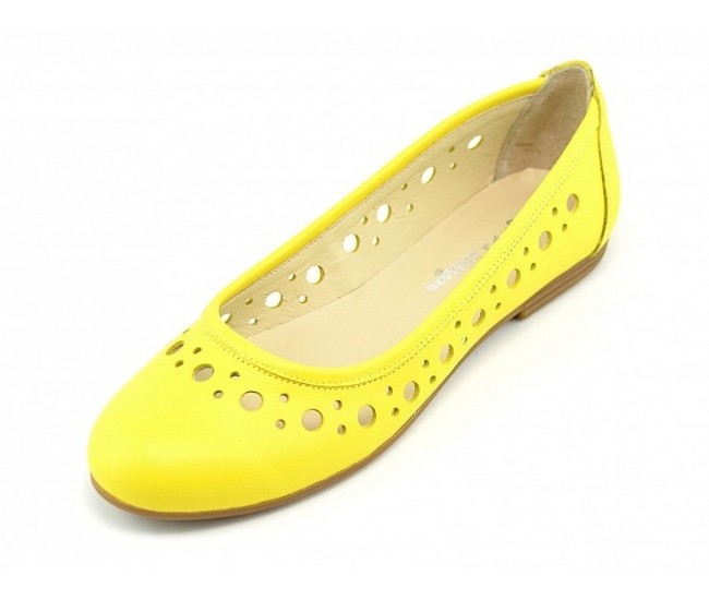 Balerini dama casual din piele naturala Eveline Galben - Marimea 40