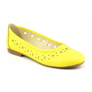 Balerini dama casual din piele naturala Eveline Galben - Marimea 40