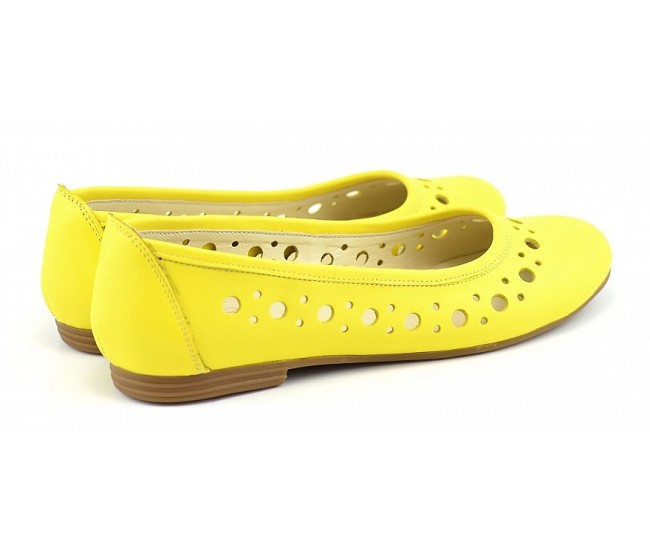 Balerini dama casual din piele naturala Eveline Galben - Marimea 40