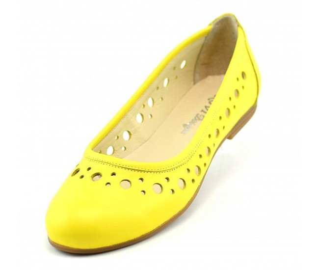 Balerini dama casual din piele naturala Eveline Galben - Marimea 40