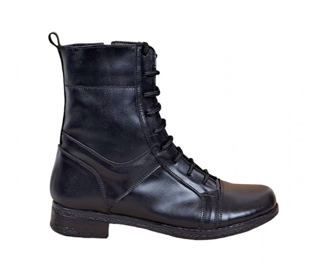 Oferta 40, 41 Ghete dama casual din piele naturala cu siret si fermoar LG21FLN