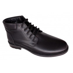 Oferta marimea 39 Ghete barbati casual negre din piele naturala imblanite LGB101N