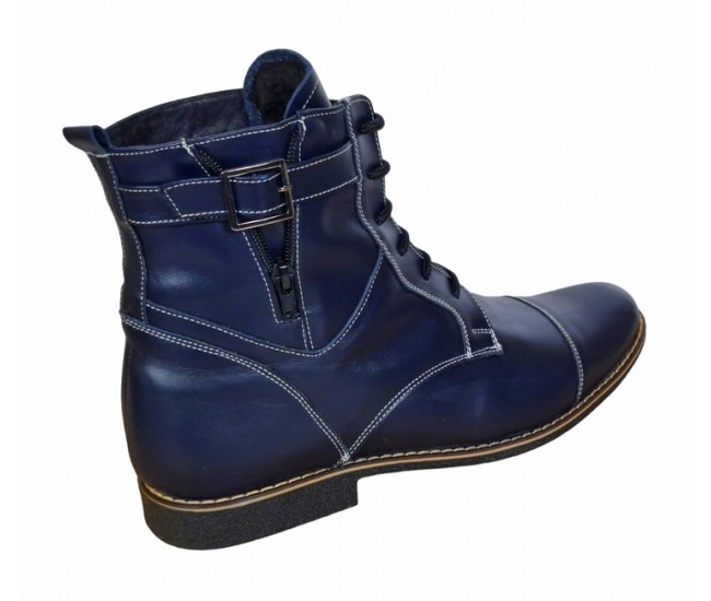 Oferta Ghete barbati casual din piele naturala imblanite Bleumarin - LGBOND2BL