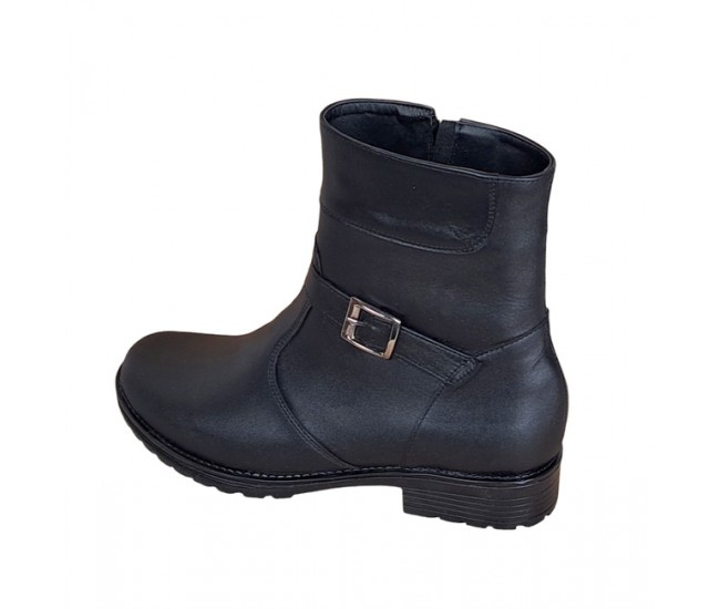 OFERTA MARIMEA 35, 37, 38,40 - Ghete dama, din piele naturala, cu fermoar, negru, imblanite - LGCATN