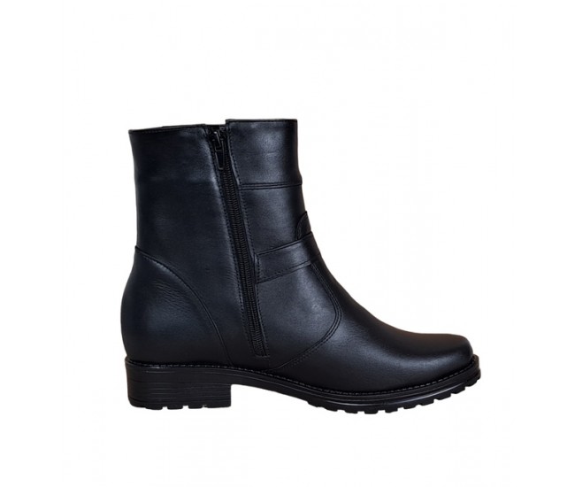OFERTA MARIMEA 38, 40 - Ghete dama, din piele naturala, cu fermoar, negru, imblanite - LGCATN