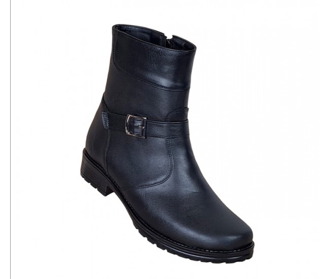 OFERTA MARIMEA 35, 37, 38,40 - Ghete dama, din piele naturala, cu fermoar, negru, imblanite - LGCATN