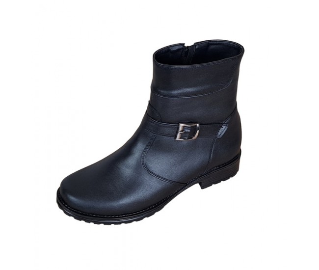 OFERTA MARIMEA 35, 37, 38,40 - Ghete dama, din piele naturala, cu fermoar, negru, imblanite - LGCATN