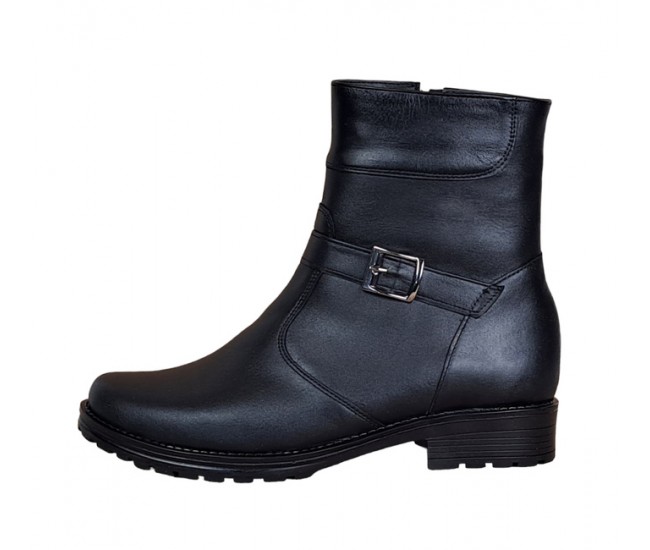 OFERTA MARIMEA 38, 40 - Ghete dama, din piele naturala, cu fermoar, negru, imblanite - LGCATN