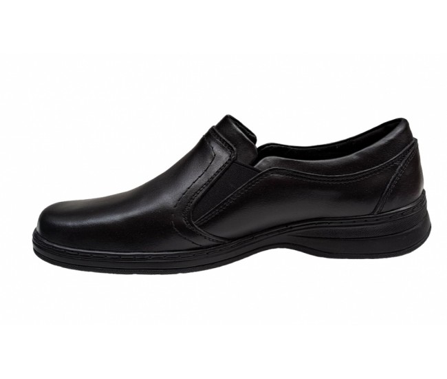 Pantofi barbati casual din piele naturala, cu elastic, marimi pana la 47, pe calapod lat - LGKR08N