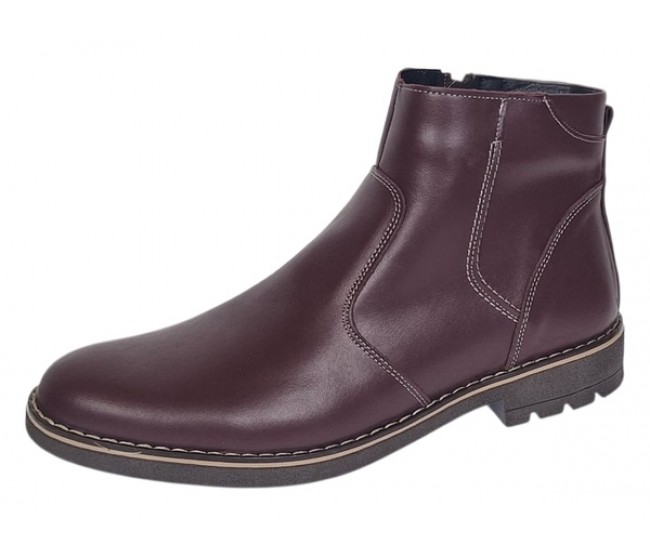 Oferta Marimea 42, 43 Ghete barbati casual din piele naturala cu fermoar imblanite Bordeaux LGKR115VIS
