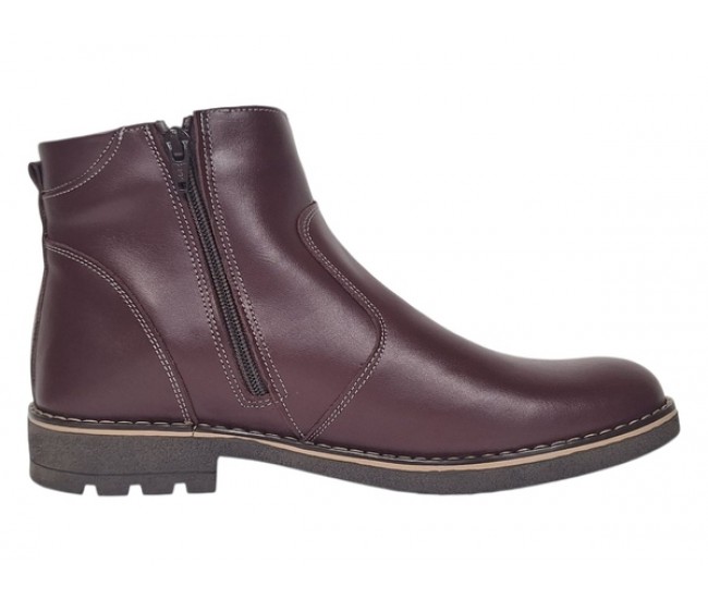 Oferta Marimea 42, 43 Ghete barbati casual din piele naturala cu fermoar imblanite Bordeaux LGKR115VIS