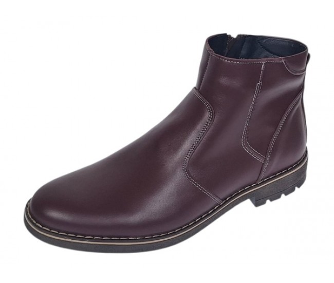 Oferta Marimea 42, 43 Ghete barbati casual din piele naturala cu fermoar imblanite Bordeaux LGKR115VIS