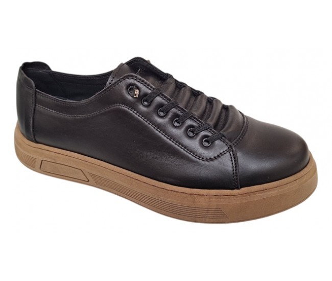 Oferta Marimea 40 Pantofi barbati casual din piele naturala Negru Gold LGKR122N