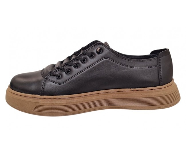 Oferta Marimea 40 Pantofi barbati casual din piele naturala Negru Gold LGKR122N