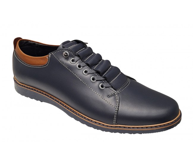 Marimea 42 Pantofi casual barbati din piele naturala - Model Corsa Bleumarin LGKR124BL