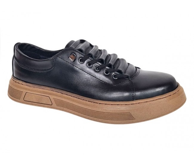 Oferta Marimea 40 Pantofi barbati casual din piele naturala Negru Gold LGKR124N