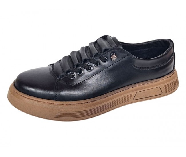 Oferta Marimea 40 Pantofi barbati casual din piele naturala Negru Gold LGKR124N