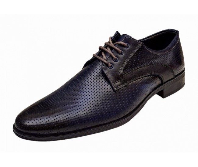 Oferta Marimea 42 Pantofi barbati eleganti din piele naturala matritata bleumarin LGKR12BL