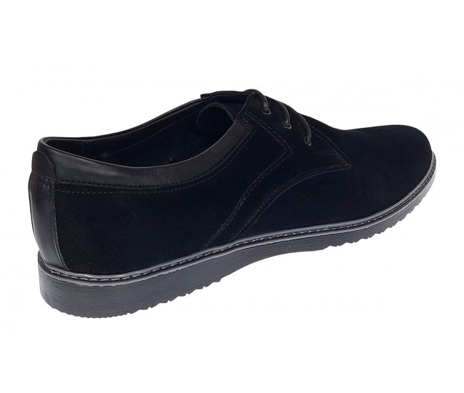 Pantofi barbati sport din piele naturala intoarsa - Model Negru Antilopa L
