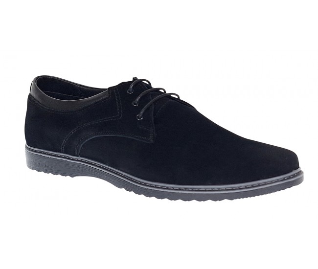 Pantofi barbati sport din piele naturala intoarsa - Model Negru Antilopa L