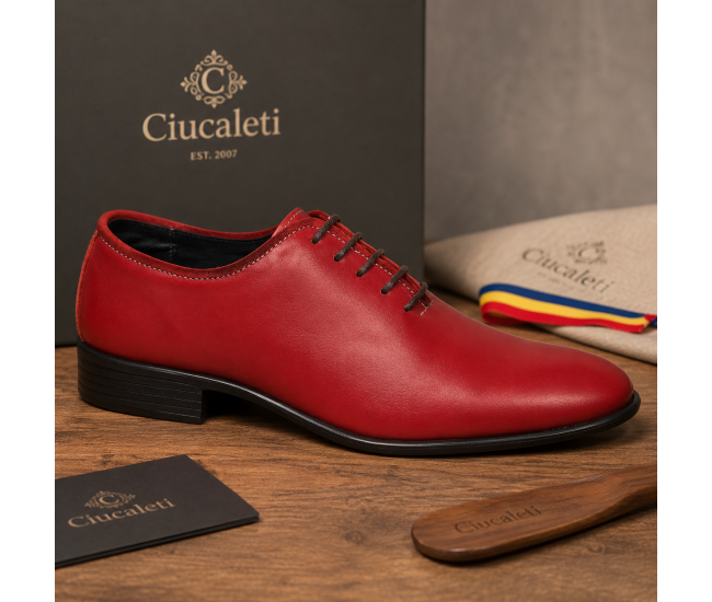 Marimea 39 Pantofi barbati rosii eleganti din piele naturala LGKR219R