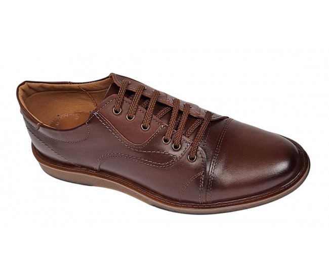 Oferta Marimea 42 Pantofi barbati casual din piele naturala Maro cu Siret LGKR231MS