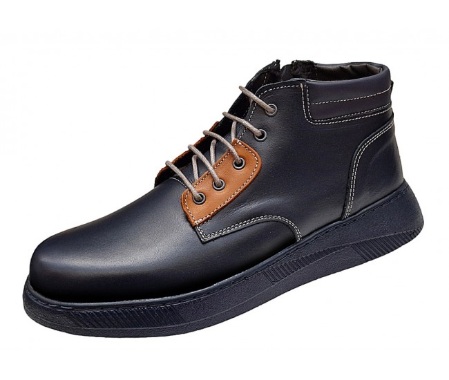 Ghete barbati din piele naturala imblanite, bleumarin, Marimea 43,  LGKR36BL